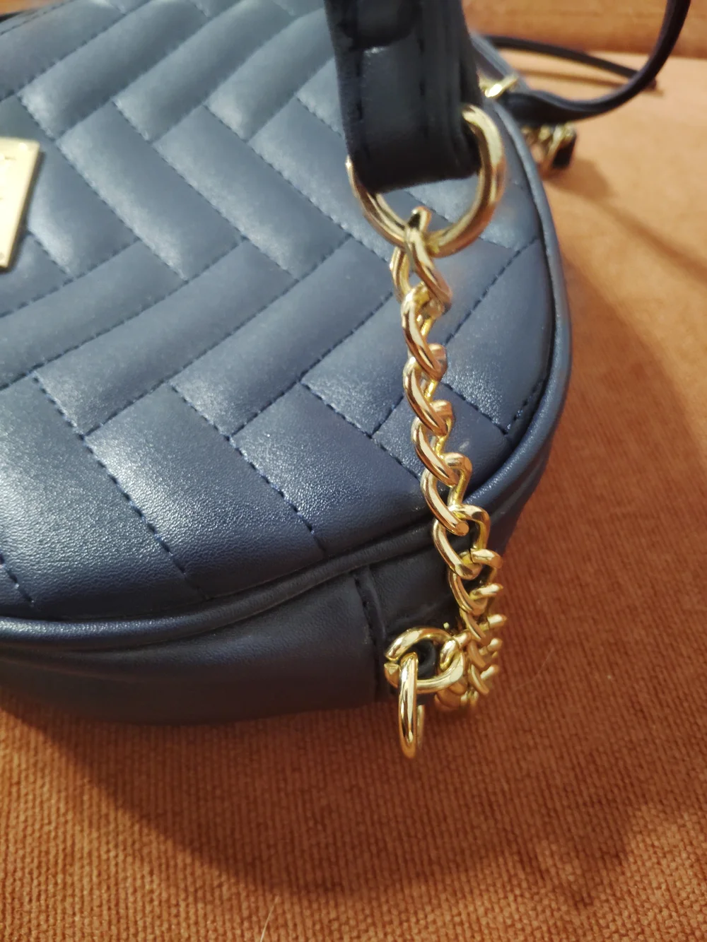 Bebe Sophia Quilted Canteen Navy Crossbody with Gold Hardware!